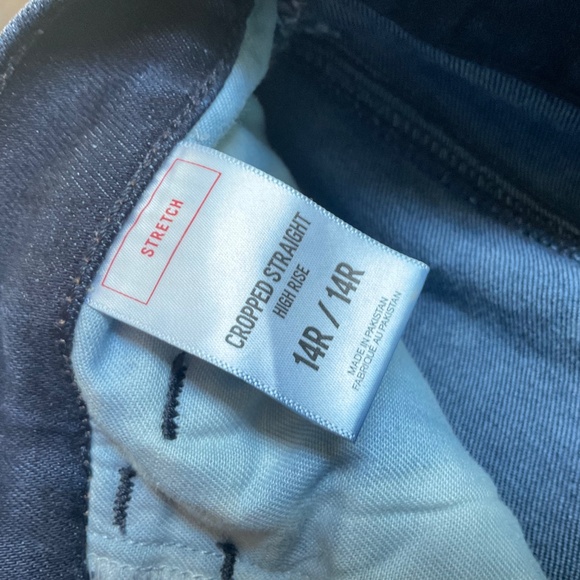 Express Cropped Straight High Rise Dark Denim Jeans - Picture 8 of 11